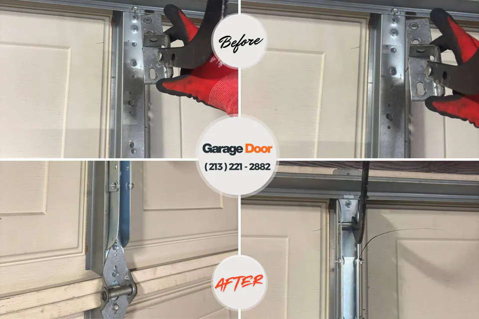 Before and after: garage door repair La Villa, TX
